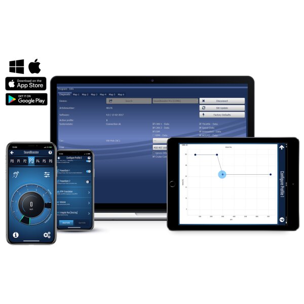 KUFATEC Universalset Active Sound inkl. Booster - ohne Soundgenerator mit App