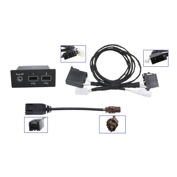 KUFATEC Komplettset USB Buchse bei Nachrüstung Media Connect für Smart Fortwo/Forfour 453